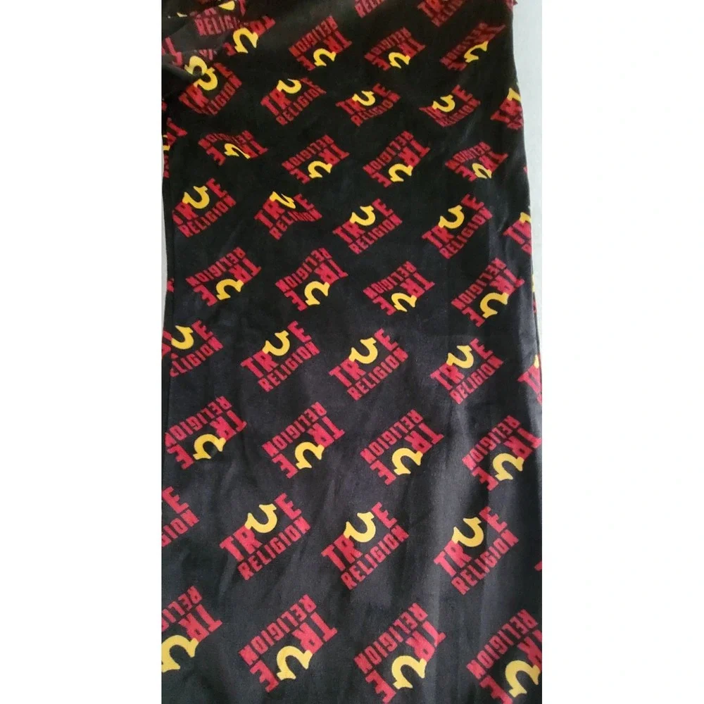 True Religion Men's Black Pajamas with Red and Yellow Logo Print Size L NWT